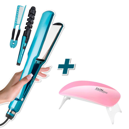¡Combo! Plancha BaByLiss + Rizador + Peine + (Regalo Lampara UV)